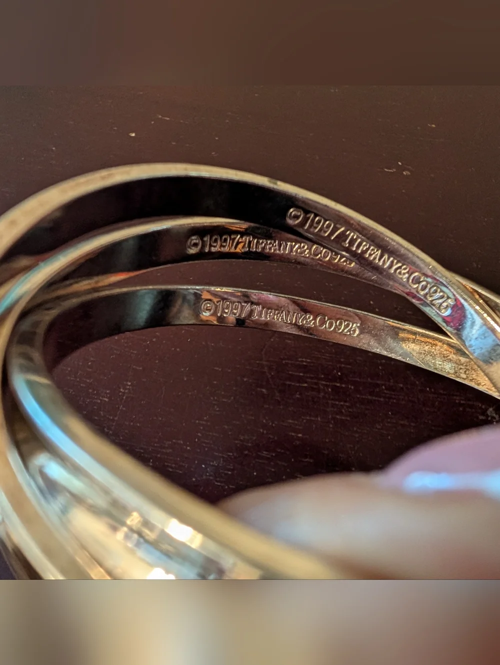 Vintage Rare Tiffany & Co. 1837 Triple Entwined/Interlocking Bangle Bracelets SS
